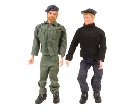 Action Man - x2 vintage Palitoy Action Man figures comprising Action Soldier and French Resistance Fighter. Both flock haired