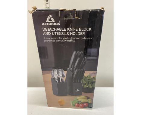 A ACOQOOS detachable knife block and utensil holder (unchecked) 