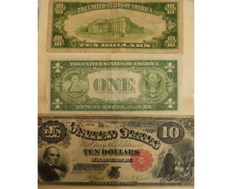 USA, 10 Dollars, 1880 series, portrait of Daniel Webster, blue serial number A36407335, sign. Lyons and Roberts, small seal; 