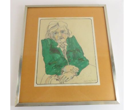 A portrait of a gentleman smoking, pencil and watercolour, signed Alastair Hamilton 1970 34cm x 29.5cm