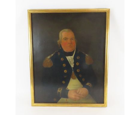 19th century English school – portrait of a naval officer, oil on canvas, 75cm x 60cm