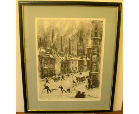 Harold Riley (born 1934) limited edition signed in pencil, print "First Snow", numbered 24/58.Provenance - Purchased from Ril