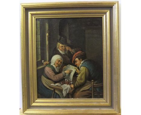 Vintage Dutch 17thC scene oil on copper in gilt frame, unsigned19 x 15 cm 
