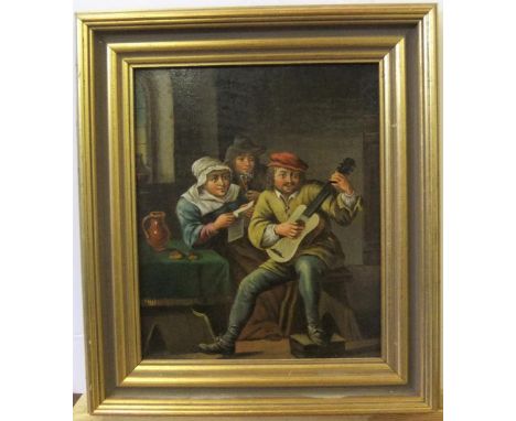 Vintage Dutch 17thC scene oil on copper, unsigned, framed19 x 15 cm 