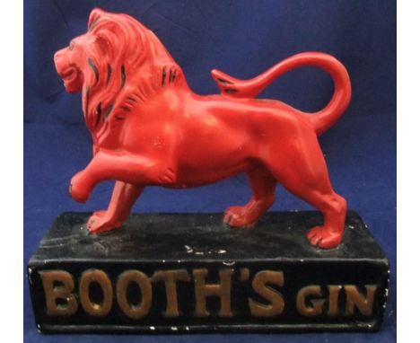 Rare antique Booths "Red Lion Gin" ceramic, painted advertising bust27cm in length 