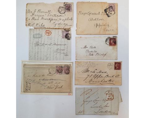 GB Victoria - 7 stamps on covers, 1d to 6d surface print etc 