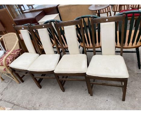 A SET OF FOUR ERCOL (517 DESIGN) DINING CHAIRS 
