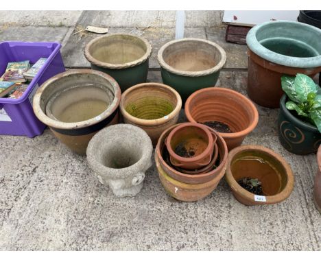 VARIOUS TERRACOTTA AND CERAMIC GARDEN PLANTERS 