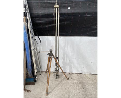 A VINTAGE CAMERA TRIPOD AND A FURTHER TRIPOD STAND 