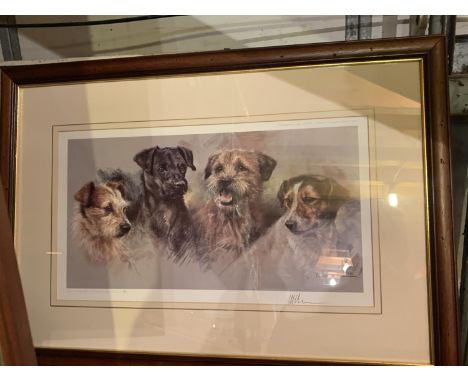 A MICK CAWSTON LIMITED EDITION FRAMED DOG PRINT SIGNED 