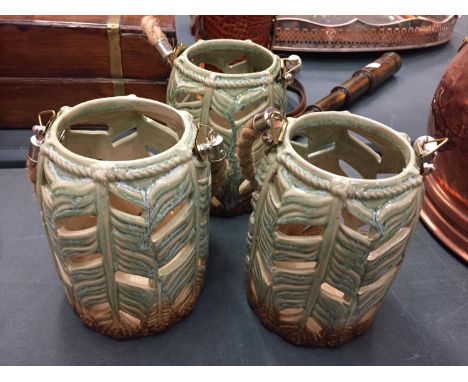 THREE CERAMIC LANTERNS 