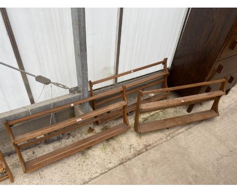THREE ERCOL WALL MOUNTED PLATE RACKS 