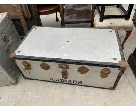 AN ALLOY TRAVELLING TRUNK, 36" X 20" 
