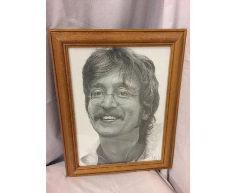A FRAMED PRINT OF JOHN LENNON 