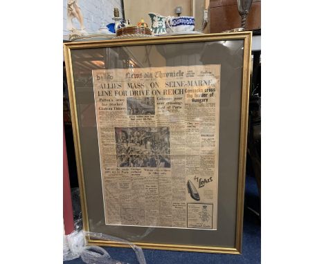A FRAMED DOUBLE SIDED VINTAGE NEWS CHRONICLE DISPLAY 