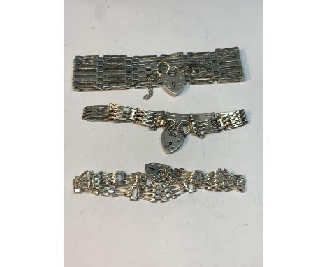 THREE SILVER GATE BRACELETS 