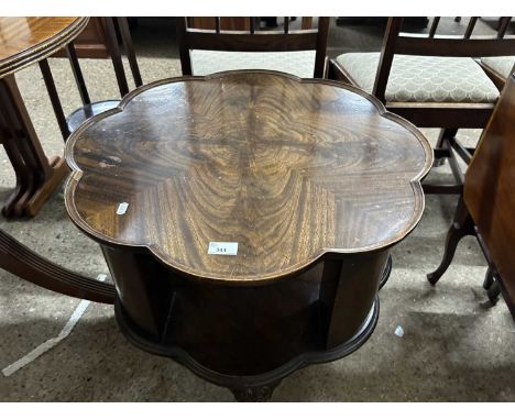 Early 20th Century revolving two tier bookcase and coffee table, raised on cabriole legs