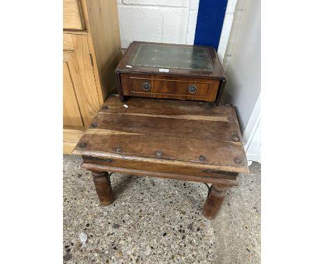 Modern hardwood coffee table together with a small drop leaf occasional table (2)