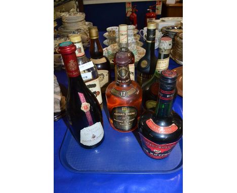 Mixed Lot: Eight various bottles to include Cherry Brandy, Chivas Blended Scotch Whisky, Jim Beam Bourbon Whisky and various 