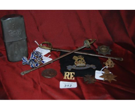 German Blue & White Enamel Nazi Medal Verso 16th Dec 1938, 2 - Miniature Swords & scabbord's (25cm- Long) 1914-15 Star Awarde