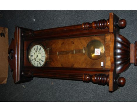 Vict/Vienna Regulator Wall Clock with Enamelled Dial, Roman Numerals & Brass Pendulum