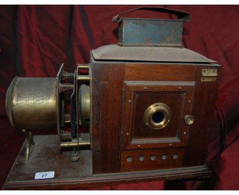 Victorian Brass & Oak magic lantern projector