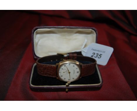Gents Vintage 'Rotary Supersports' swiss made Wristwatch in a 9ct Gold case with subsidiary seconds dial with Brown Leather S