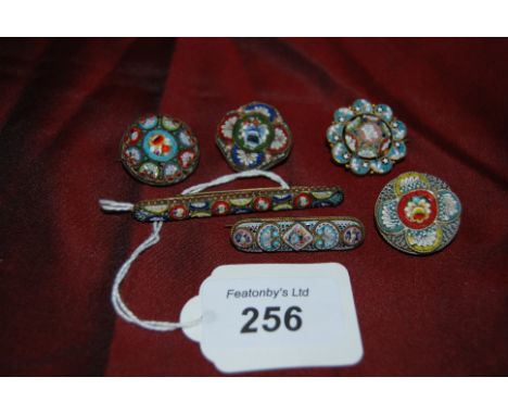 6 Vintage Micro - Mosaic Brooches