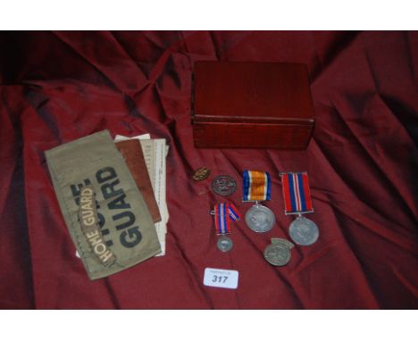 WWII medal group awarded to 19123766 TPR Paul Brightwell to include 1939-45 medal & miniature medal, services rendered badge,