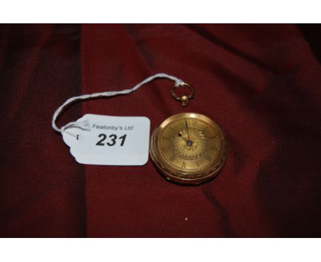 Antique 18ct Gold Cased Open - Faces Watch , hall marked Sheffield '1872' Numbered : 9484 . With Engine turned & engraved dec