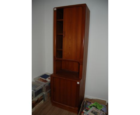 Mid Century Danish Teak Cabinet on base with 2-sideways-roller Doors, by Maker "Drylund"(67cm.w) No. 30768