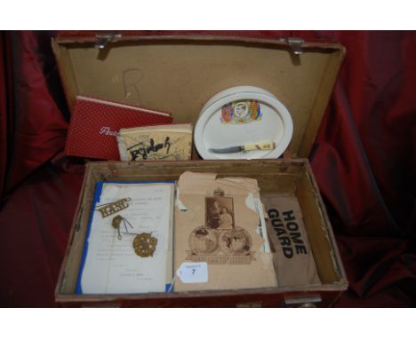 Vintage Leather Containing Official 2nd World-war, Official Photos, HomeGuard Arm Band, Official Programmes including:- 4-Bad