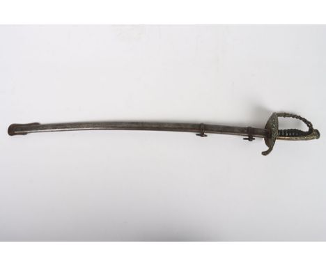 Dutch Naval Child / Kinder Sword : Dutch 1843 pattern  childs Naval small sword with brass guard with anchor motifs and etche