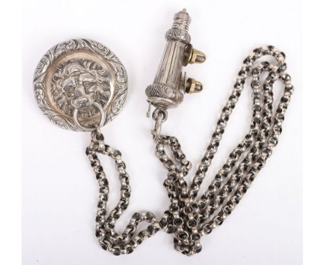 British Army Officers Hallmarked Silver Whistle Cross Belt Fittings : Silver hallmarks to embossed lion and whistle, lion anc
