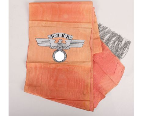 Scarce Third Reich NSKK funeral sash. Silk sash with embroidered NSKK eagle. Length 190cm. Very good condition with embroider