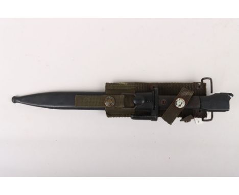 Argentine FN  FAL Bayonet with Tempex Frog: FN made bayonet stamped 36532 to hilt ,complete with scabbard and rarer Tempex fr