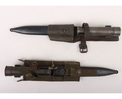 Argentine Army FN FAL C Type Bayonets: Bayonet stamped 01-80355 complete with black plastic scabbard a rarer Tempex frog and 