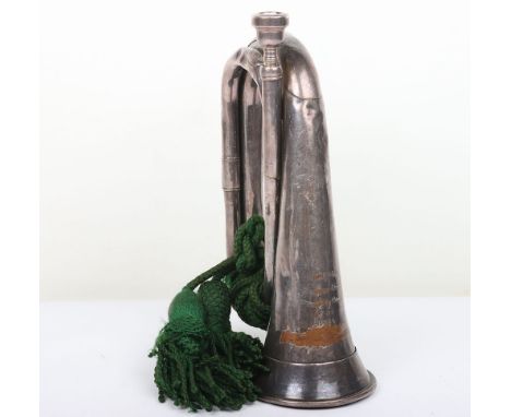 WW1 1916 Bugle: White metal on brass bugle with makers Hawks & Sons London 1916 stamped to top, in well used condition. 