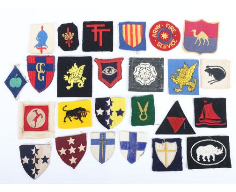 Collection of British Army printed & woven Formation Signs. lot includes printed Norther Command,  Southern Command R.A.M.C &