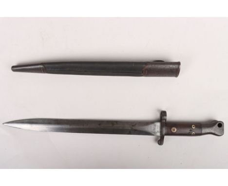 British 1888 Lee Metford Mk1 Bayonet: Early type bayonet with three rivets to wood hilt, blade with armour marks, missing bay