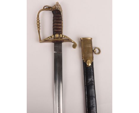 British Georgian Five Beaded Hilt Naval Officers Sword : A good copy/reproduction sword complete with scabbard , possible mad