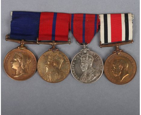 A nice City of London Coronation and Long Service group of 4 medals,1897 Police Jubilee Medal, City of London reverse, “PC 53