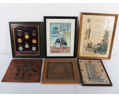 Military Plaques and Pictures: French 1957 12th Regiment de Cuirassiers picture certificate to  Lieutenant-Colonel de Ligomme