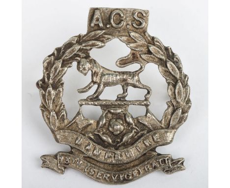13th Service Battalion Hampshire Army Cadet Service Cap Badge, with two lug fittings to the reverse. 