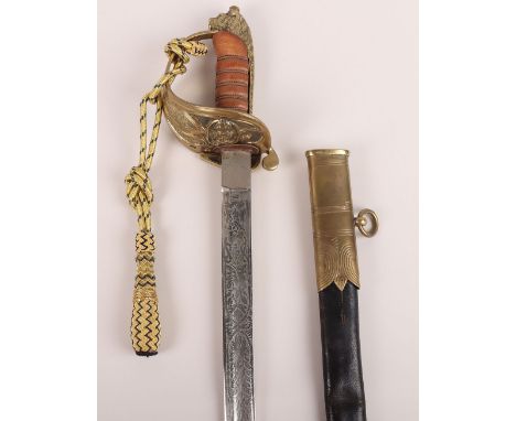 Royal Navy Officers Sword: A good copy/reproduction sword complete with scabbard and knot, possible made World Wide Arms 