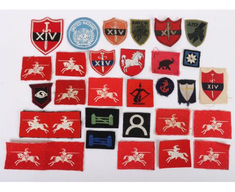 Selection of printed & embroidered British Army Formation Signs. Lot includes examples of printed 4th Corps  various 8th Corp