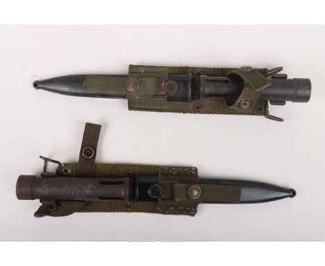 Argentine Marine & Army FN  FAL C Type Bayonets: Both bayonets with black plastic scabbards with rarer Templex combat frogs ,