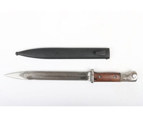 Waffen-SS Etched K98 Bayonet:  German K98 bayonet with engraved pommels and blade for  elite unit of the German armed forces,