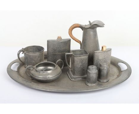 RMS Highland Princess Pewter Flask: Small flask stamped with details to  front and collection of other vintage  pewter pieces