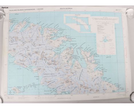 Falklands War Maps: Large maps, being  of East Falklands sheet 2 scale  1=100,00  dated 5/1982 showing key war locations Pebb